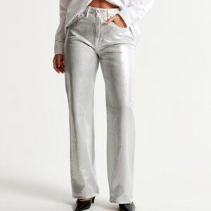 Silver Curve Love High Rise 90s Relaxed Jean Metallic sz 29 Curve Love